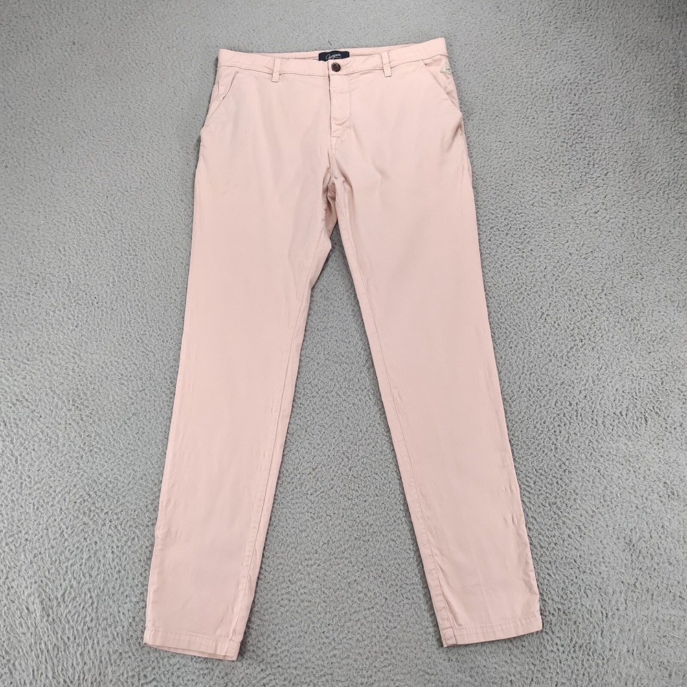 Chevignon Pants Mens 34 Pink Canvas Original Tapered Fit Slash Pockets Chino